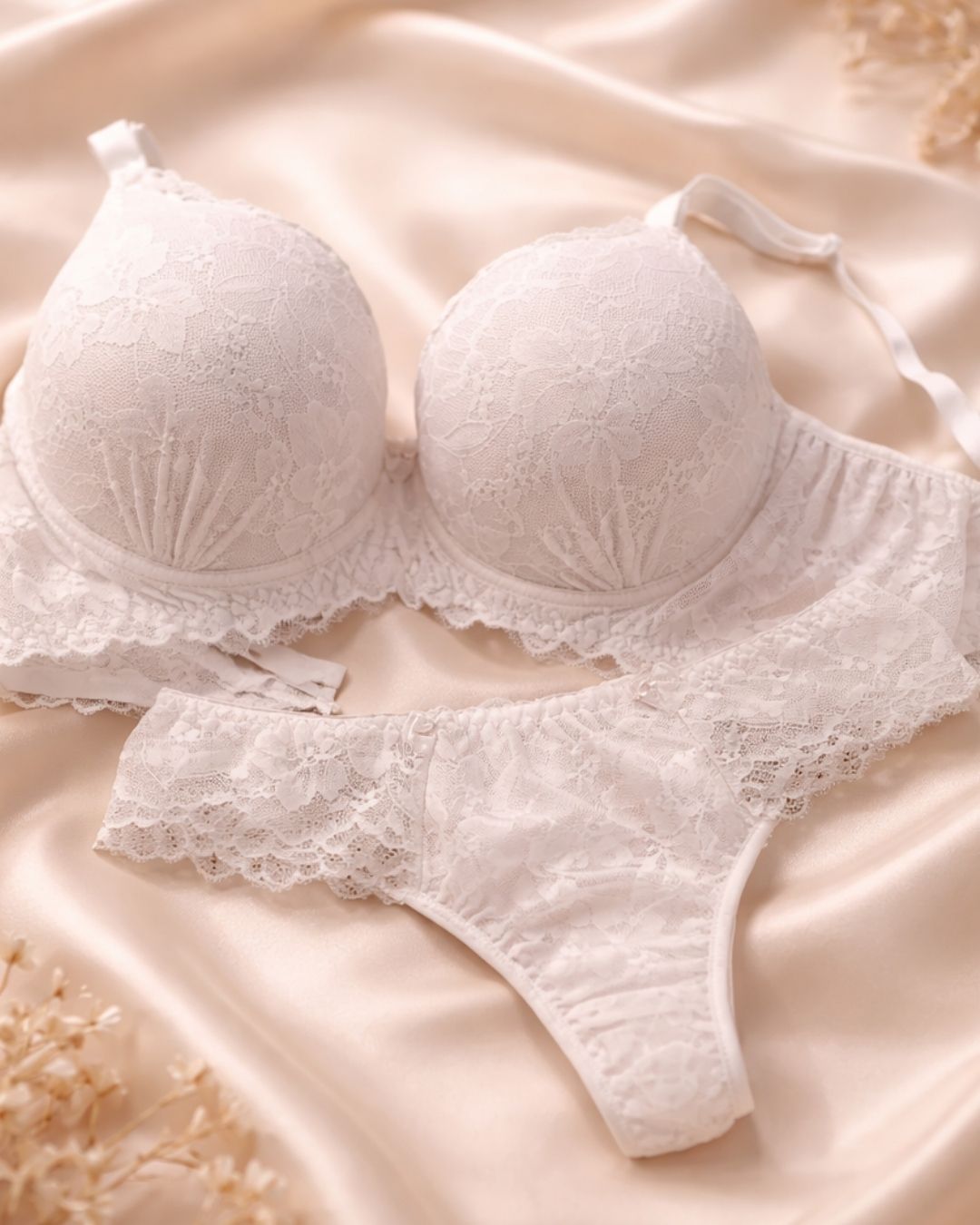 Conjunto branco de renda com calcinha Fio Duplo Casamento, lua de mel P ao Plus Size. Suti&atilde; branco para casamento, lua de mel. Suti&atilde; Branco de renda para festa